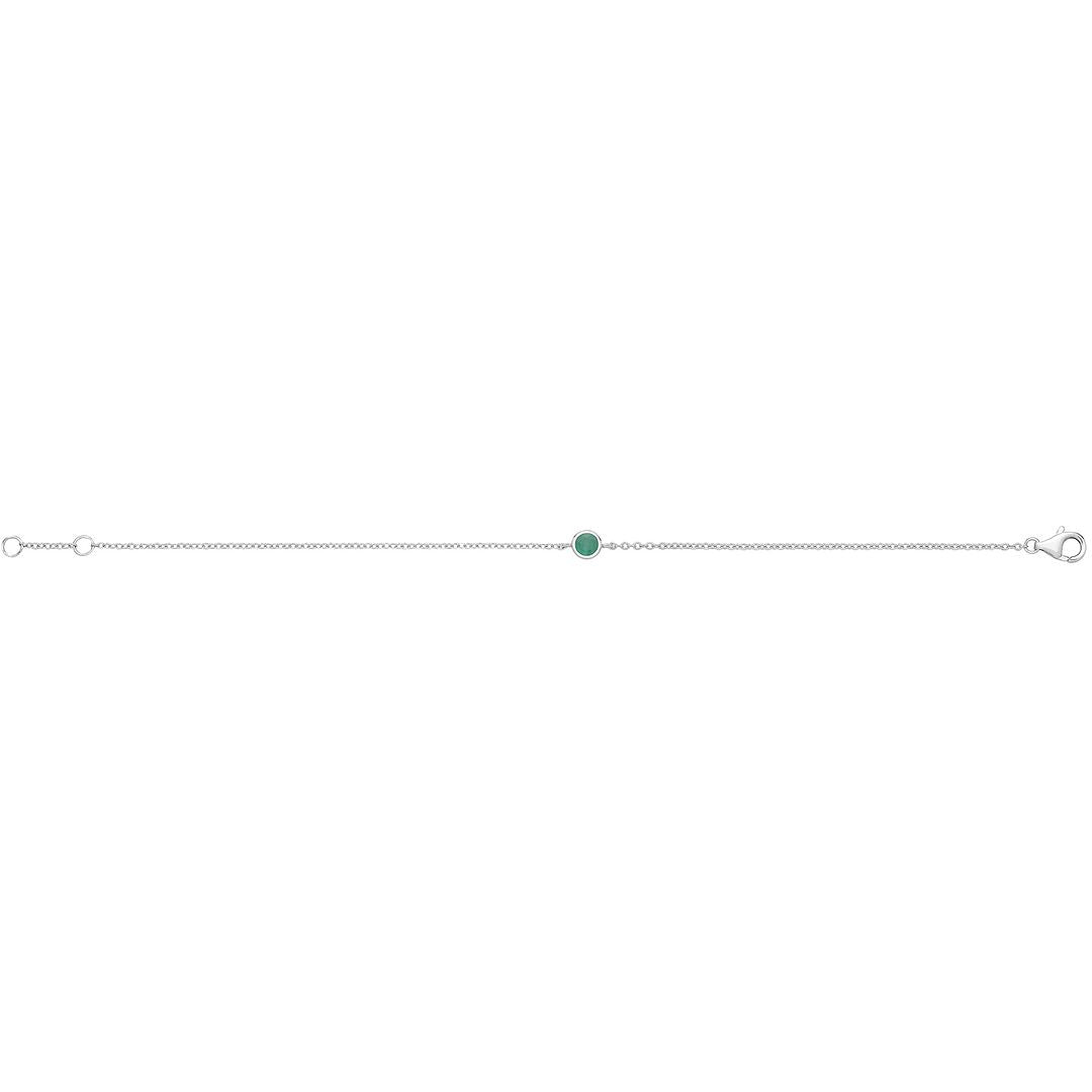 925 Sterling Silver Unisex Emerald Solitaire Bracelet — 1.2g