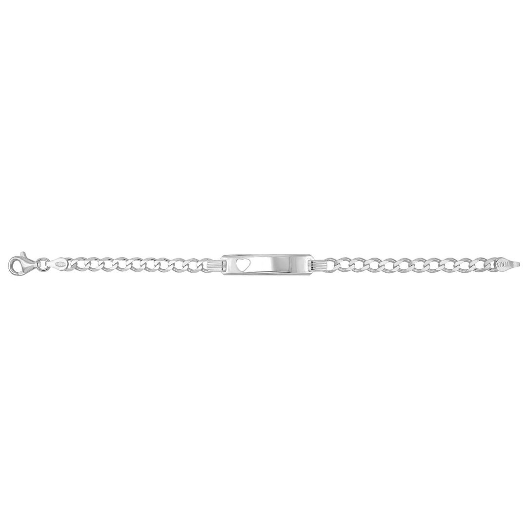 925 Sterling Silver Babies' Curb Cut Out Heart ID Bracelet — 4.3g