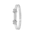 925 Sterling Silver Babies' Round Double Hearts Expandable Bangle — 6.2g