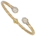 9ct Yellow Gold Hinghed Twisted Cubic Zirconia Torque Bangle