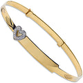 9ct Yellow Gold Cubic Zirconia Heart Diamond Cut Expandable Baby Bangle