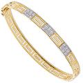 9ct Yellow Gold Cubic Zirconia Greek Key Bangle