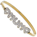 9ct Yellow Gold Cubic Zirconia Heart / Mum Bangle