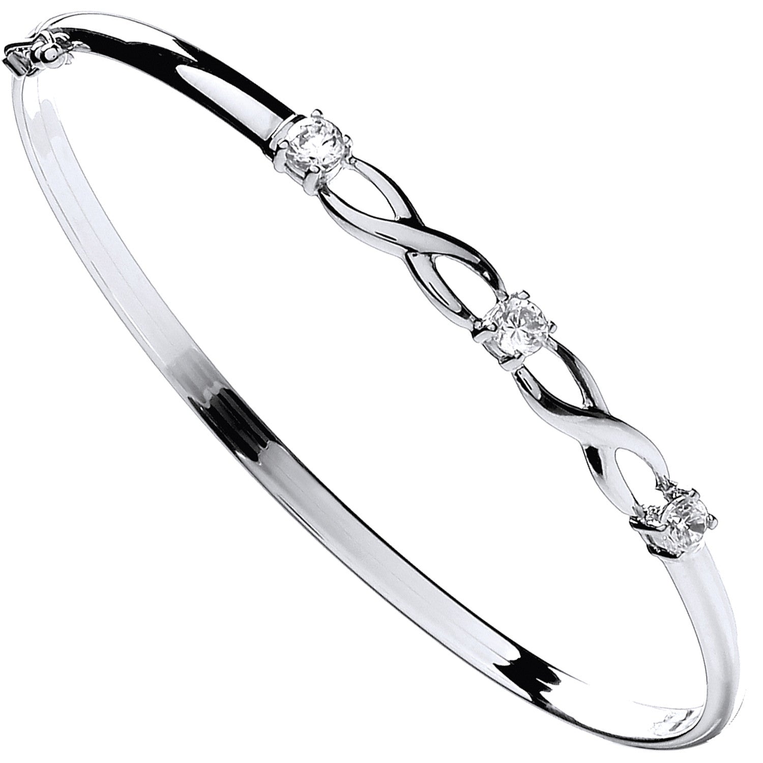9ct White Gold Cubic Zirconia Bangle