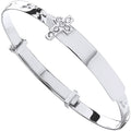 9ct White Gold Diamond Cut Expandable Baby Bangle Cubic Zirconia Cross