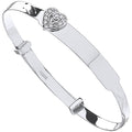 9ct White Gold Diamond Cut Expandable Baby Bangle Cubic Zirconia Heart