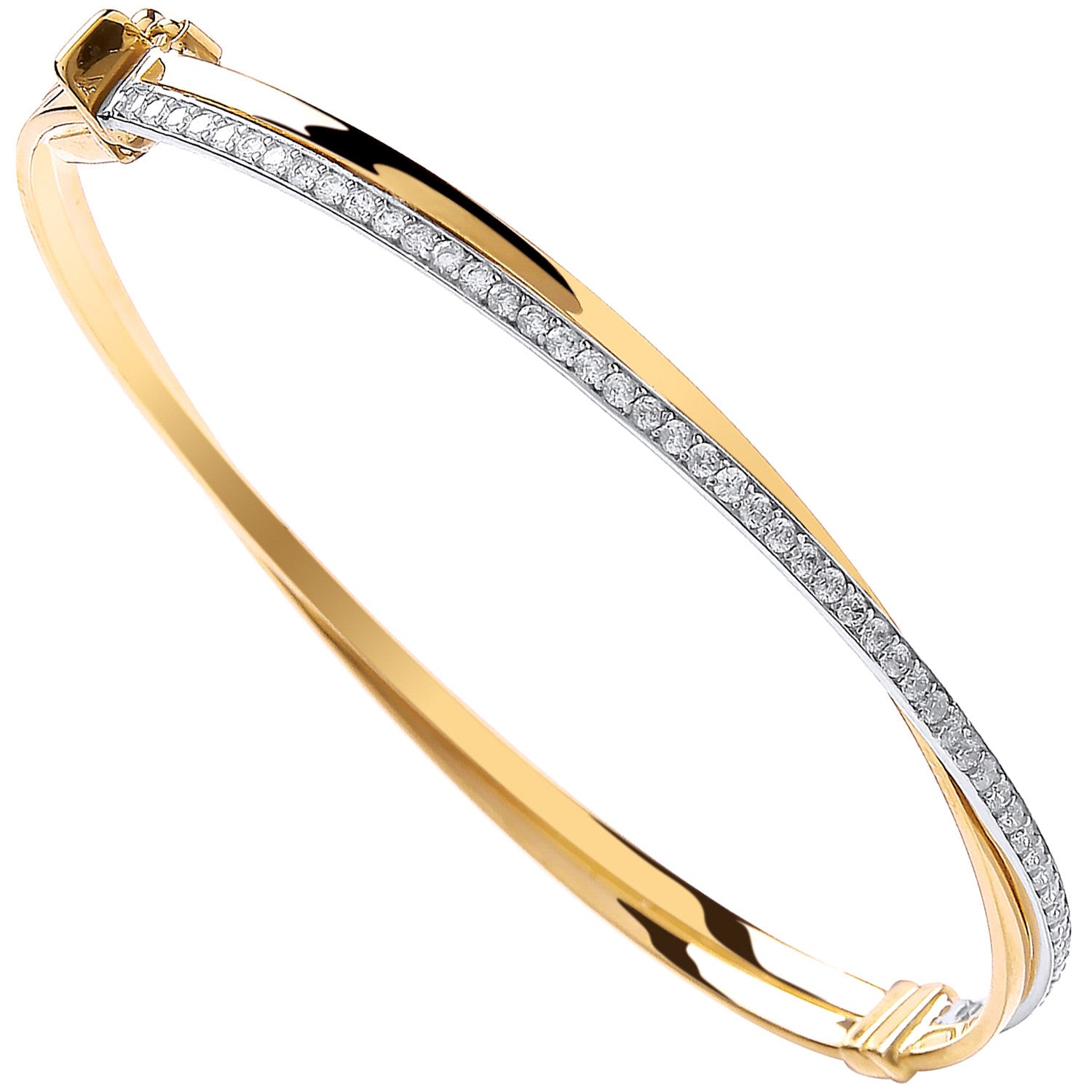 9ct Yellow Gold X Over Cubic Zirconia Ladies Bangle