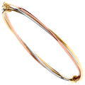 9ct Yellow, White & Red Gold Hollow Tube Ladies Bangle