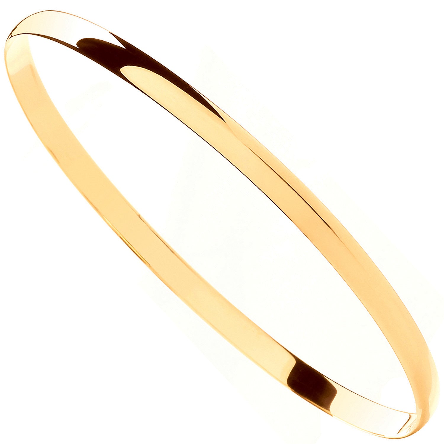 9ct Yellow Gold 4mm Plain D-shape Ladies Bangle