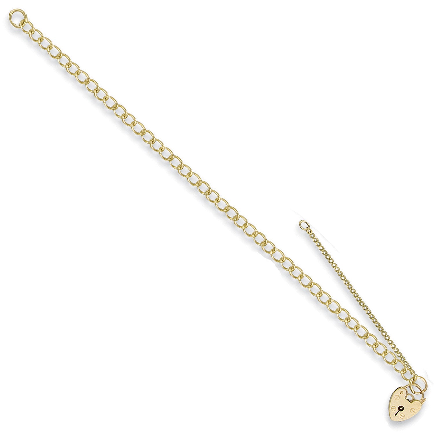 9ct Yellow Gold Open Curb & Padlock Charm Baby/Ladies Bracelet