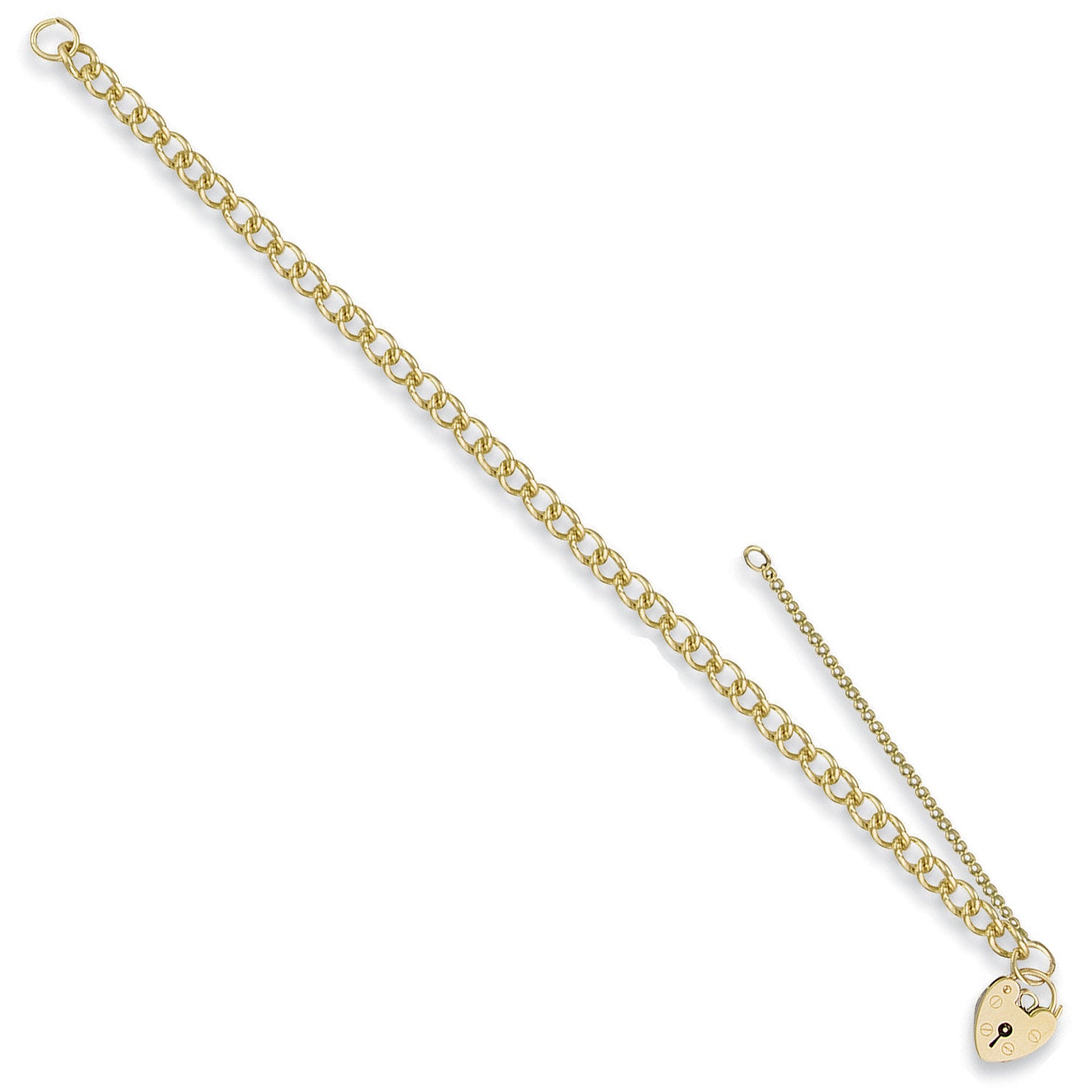 9ct Yellow Gold Open Curb & Padlock Charm Bracelet