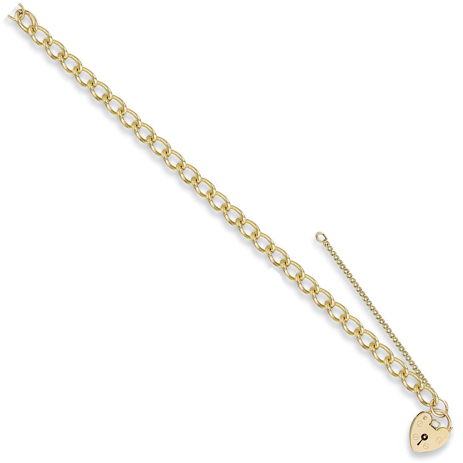 9ct Yellow Gold Open Curb & Padlock Charm Bracelet