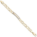 9ct Yellow Gold Plain & Bark Casted Curb Baby ID Bracelet