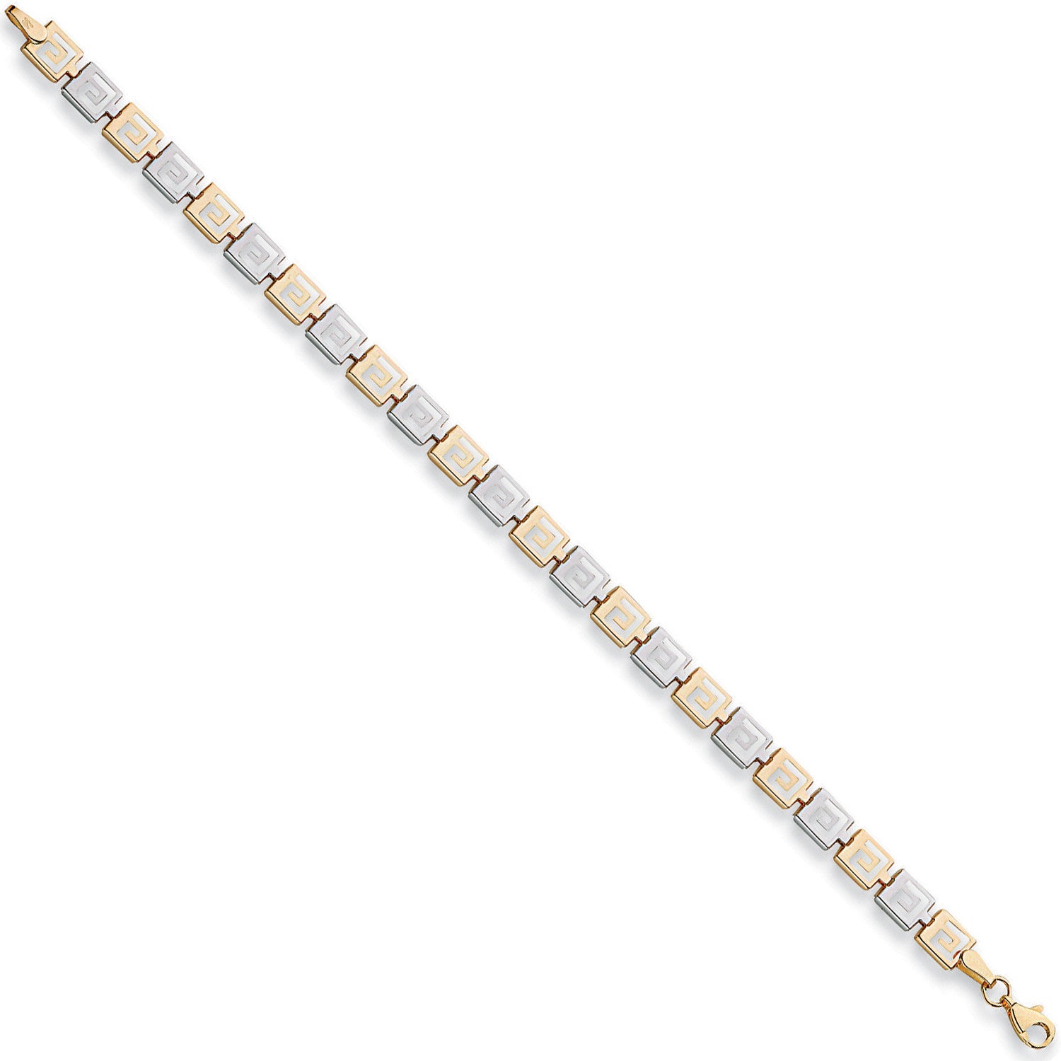 9ct White & Yellow Gold 6mm Greek Key Bracelet
