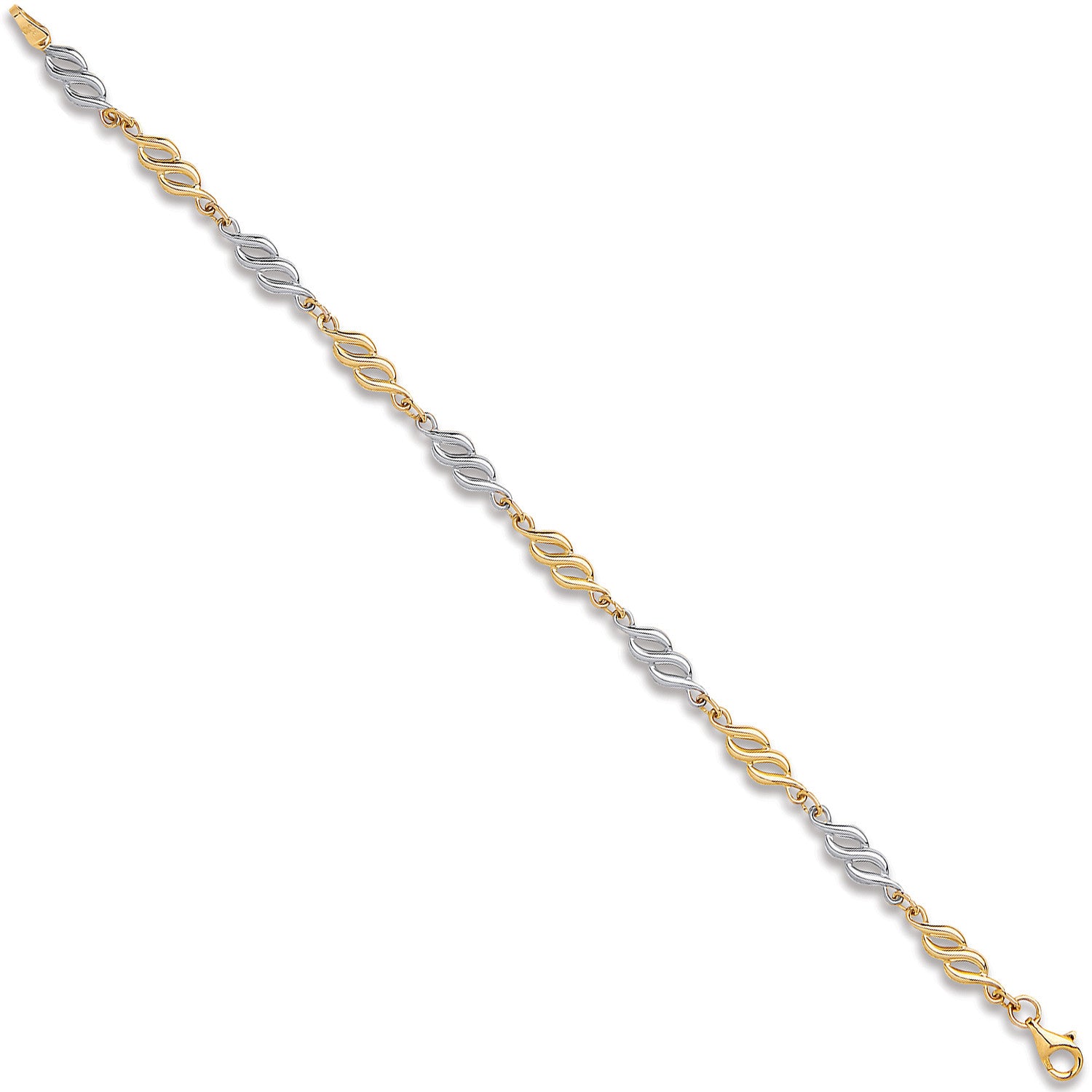 9ct White & Yellow Gold Fancy Hollow Link Bracelet
