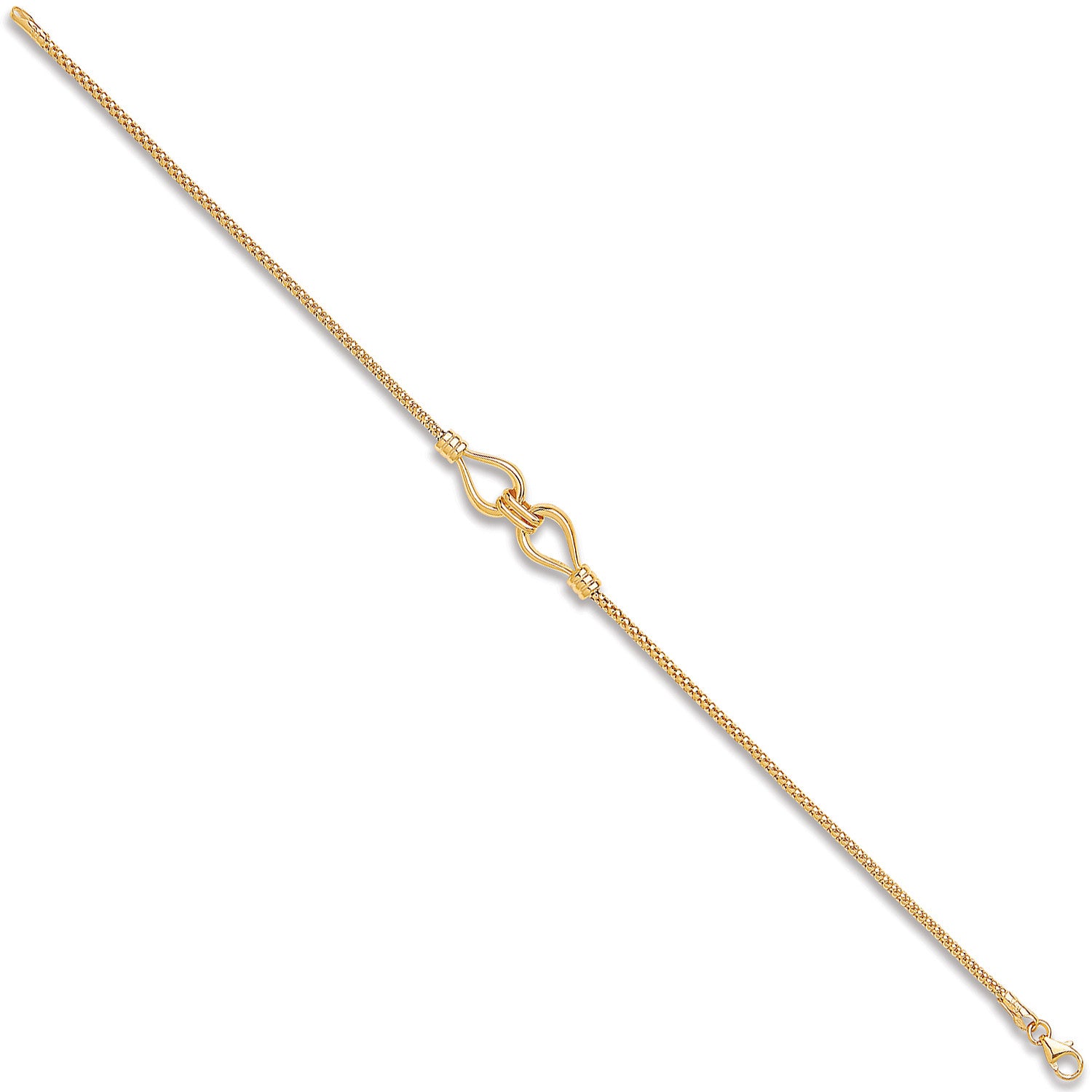 9ct Yellow Gold T Double Hook Ladies Bracelet