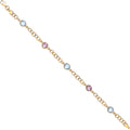 9ct Yellow Gold Genuine Amethyst & Blue Topaz Bracelet