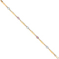 9ct Yellow Gold Ladies Bracelet With Amethyst & Blue Topaz