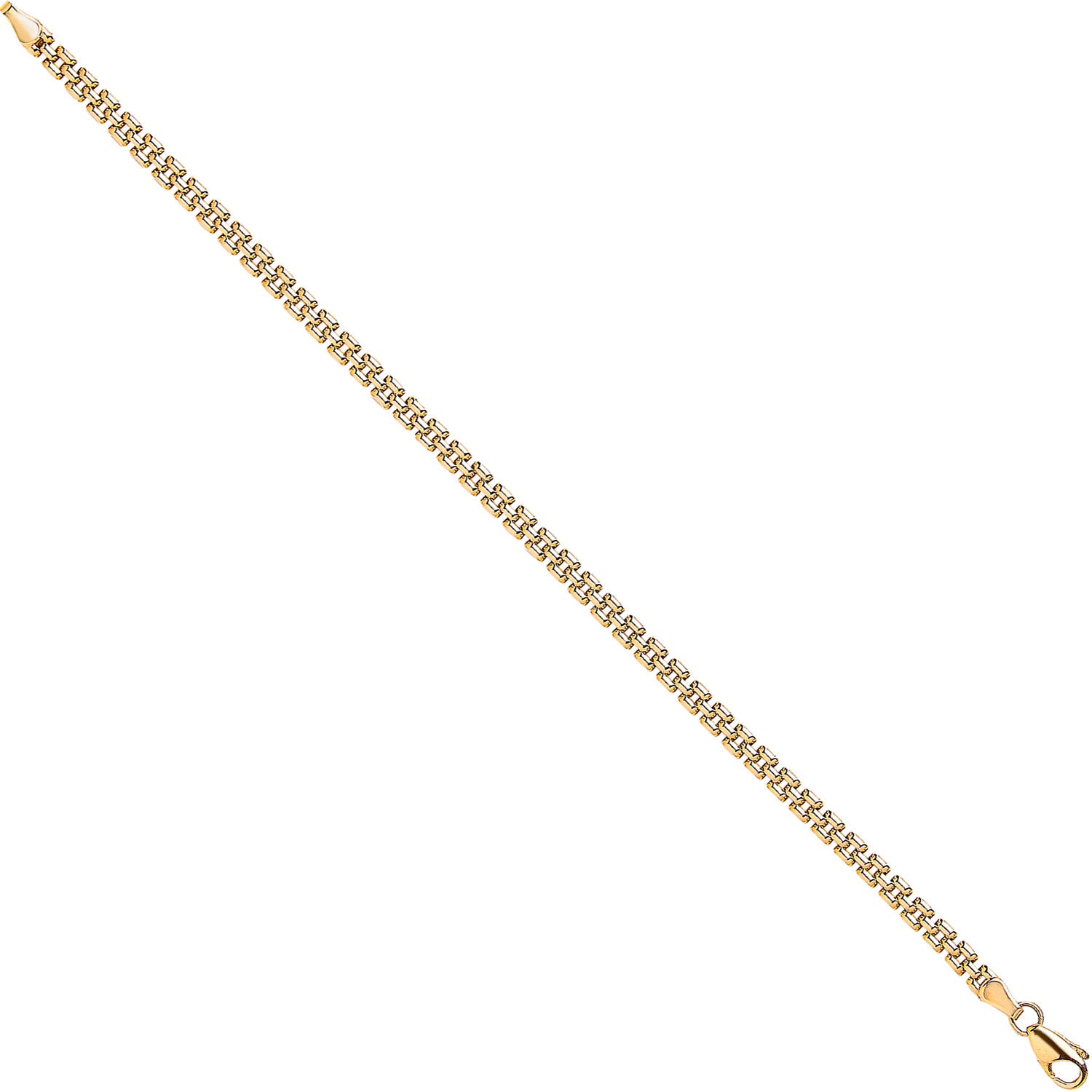 9ct Yellow Gold 3.7mm Panther Link Ladies Bracelet