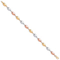 9ct Yellow, White & Red Gold Oval Bead Ladies Bracelet