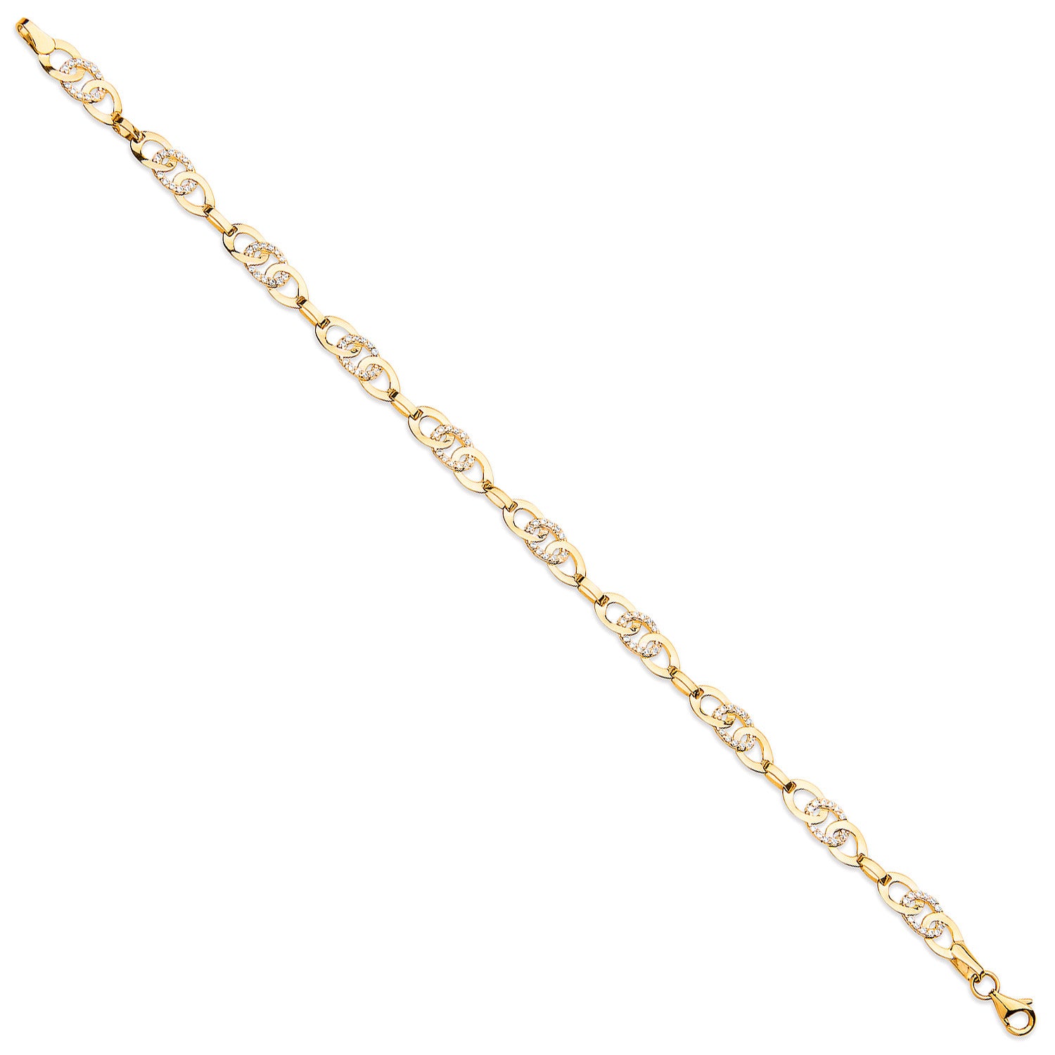 9ct Yellow Gold Cubic Zirconia Entwined Links Bracelet