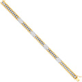 Yellow and 9ct White Gold 8mm Fancy Link Cubic Zirconia Baby/Lds/Gnts Bracelet