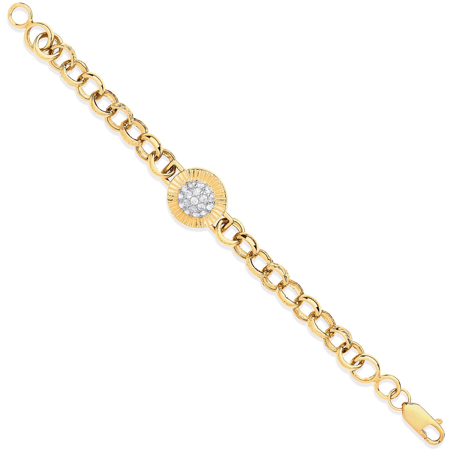 9ct Yellow Gold Belcher Links Cubic Zirconia Fancy Baby Bracelet