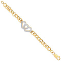 9ct Yellow Gold Belcher Links Cubic Zirconia Hearts Baby Bracelet
