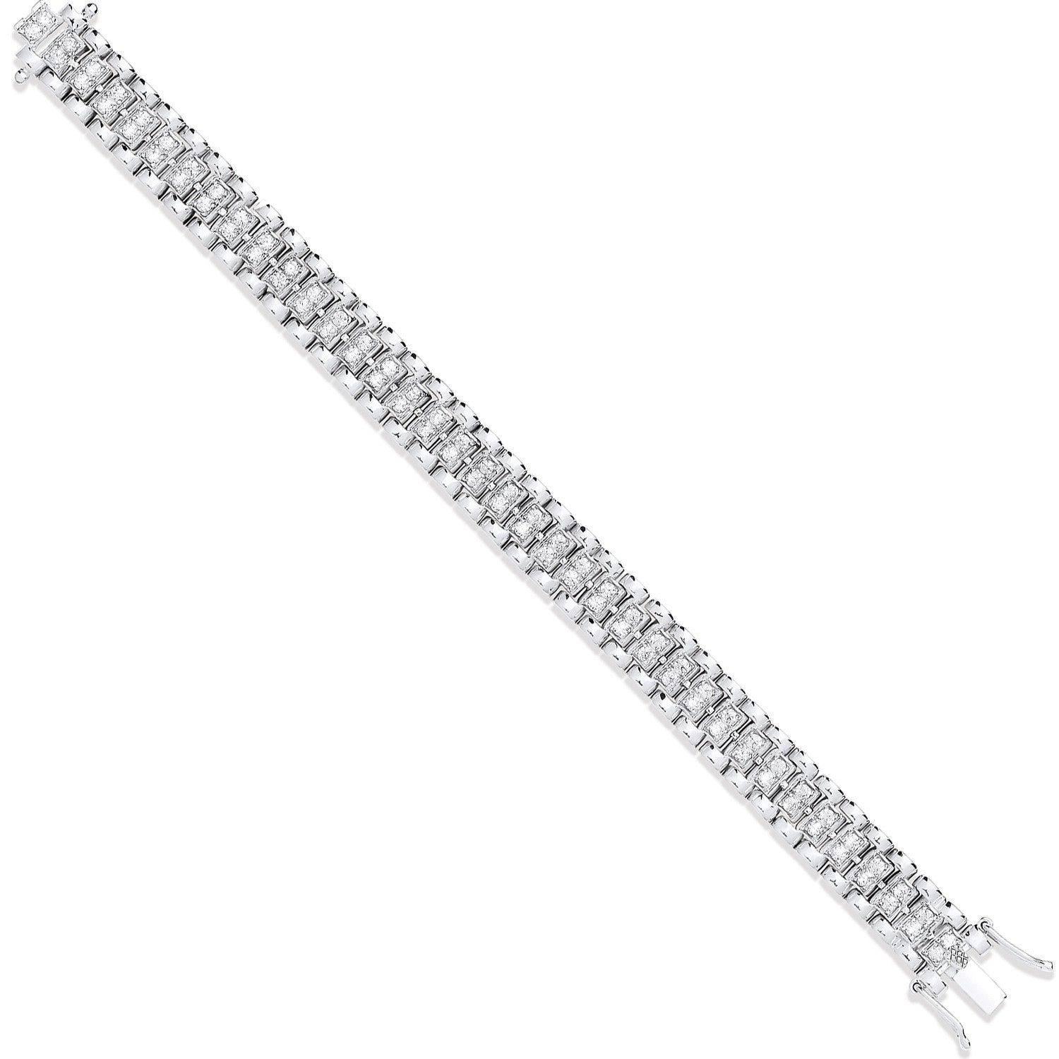 9ct White Gold Fancy Link Cubic Zirconia Child/Ladies Bracelet