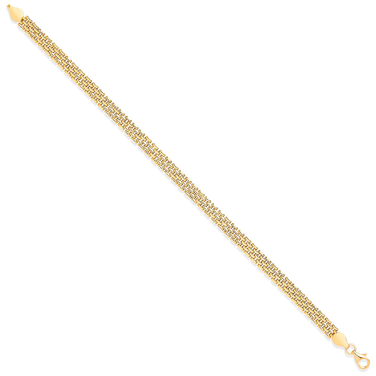 9ct Yellow Gold Panther Link 5 Row Ladies Bracelet