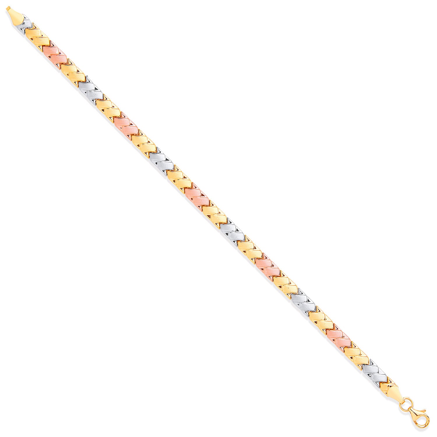 White, R & 9ct Yellow Gold Double Kisses Ladies Bracelet