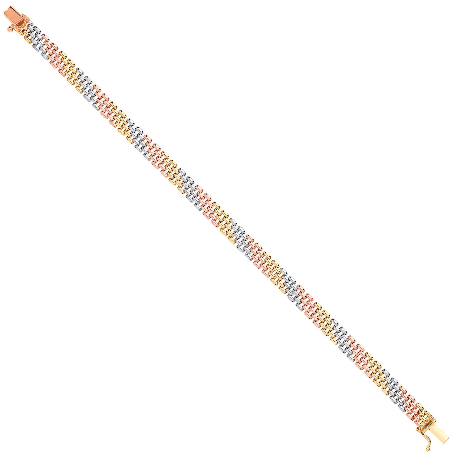 9ct Yellow, White & Red Gold Panther Link Ladies Bracelet