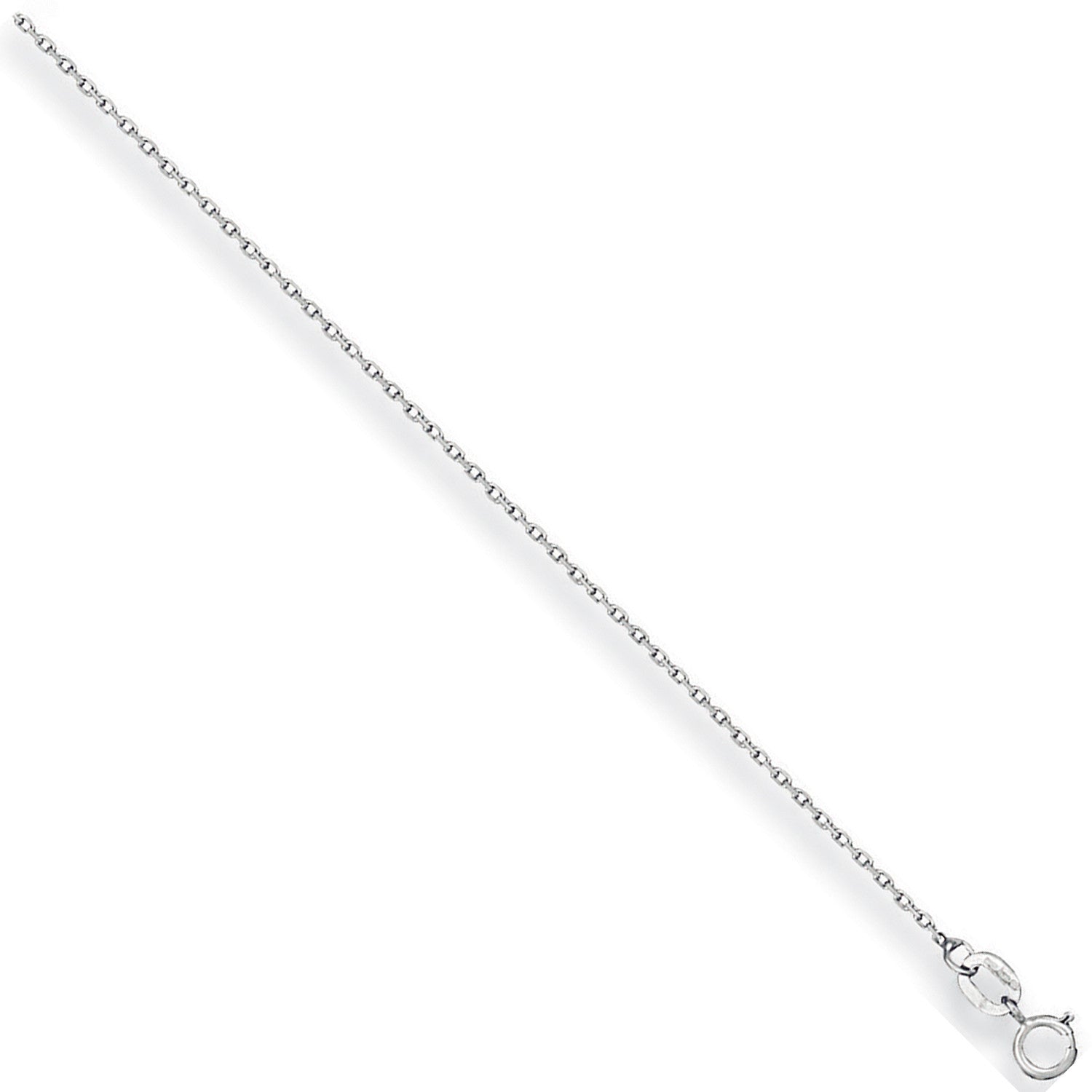 9ct White Gold 1.2mm Diamond Cut Trace Chain