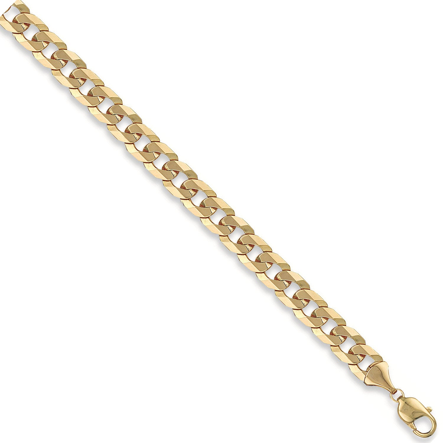 9ct Yellow Gold 10mm Flat Curb Chain