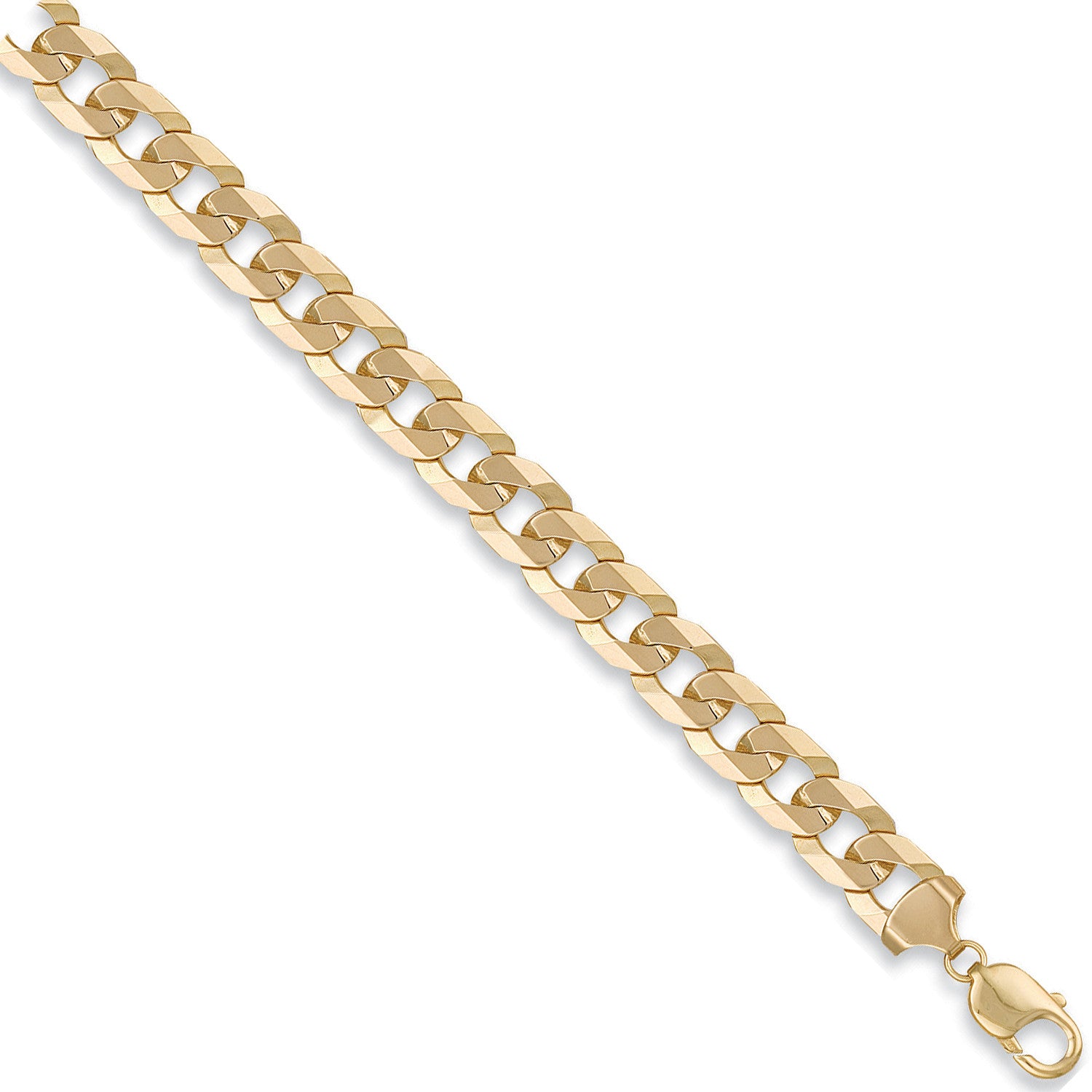 9ct Yellow Gold 12.0mm Flat Curb Bracelet/Chain
