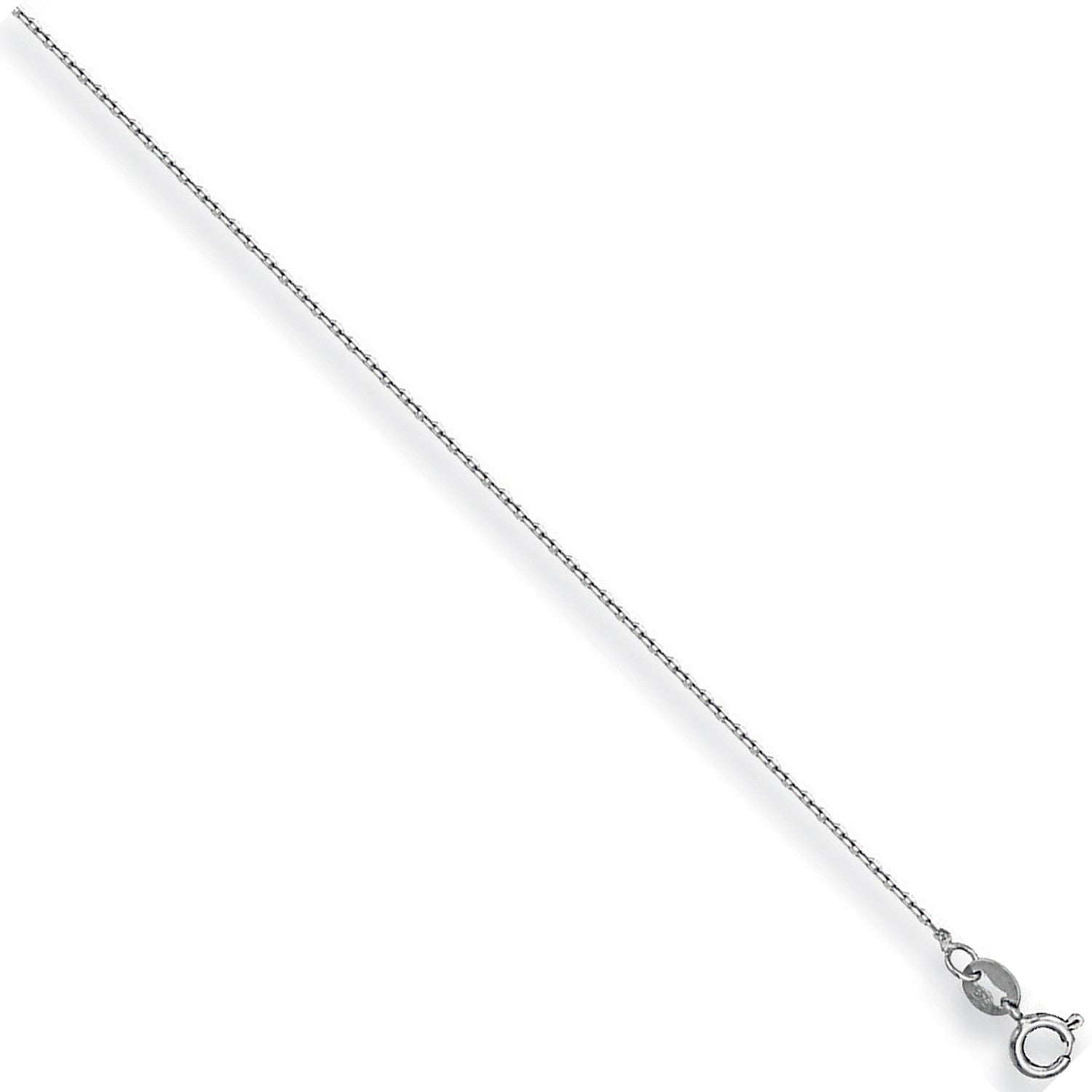 9ct White Gold 0.8mm Diamond Cut Trace Chain