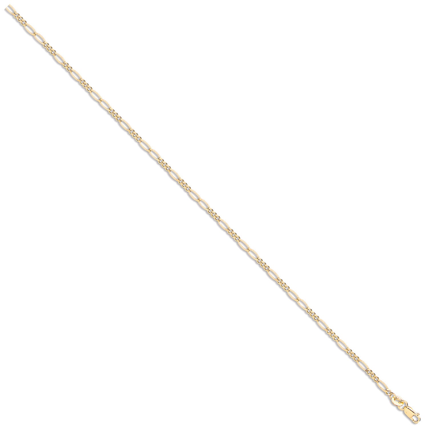 9ct Yellow Gold 2.2mm Hollow Figaro Chain