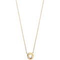9ct Yellow, White & Red Gold Entwined 3 Ring Cubic Zirconia Necklace