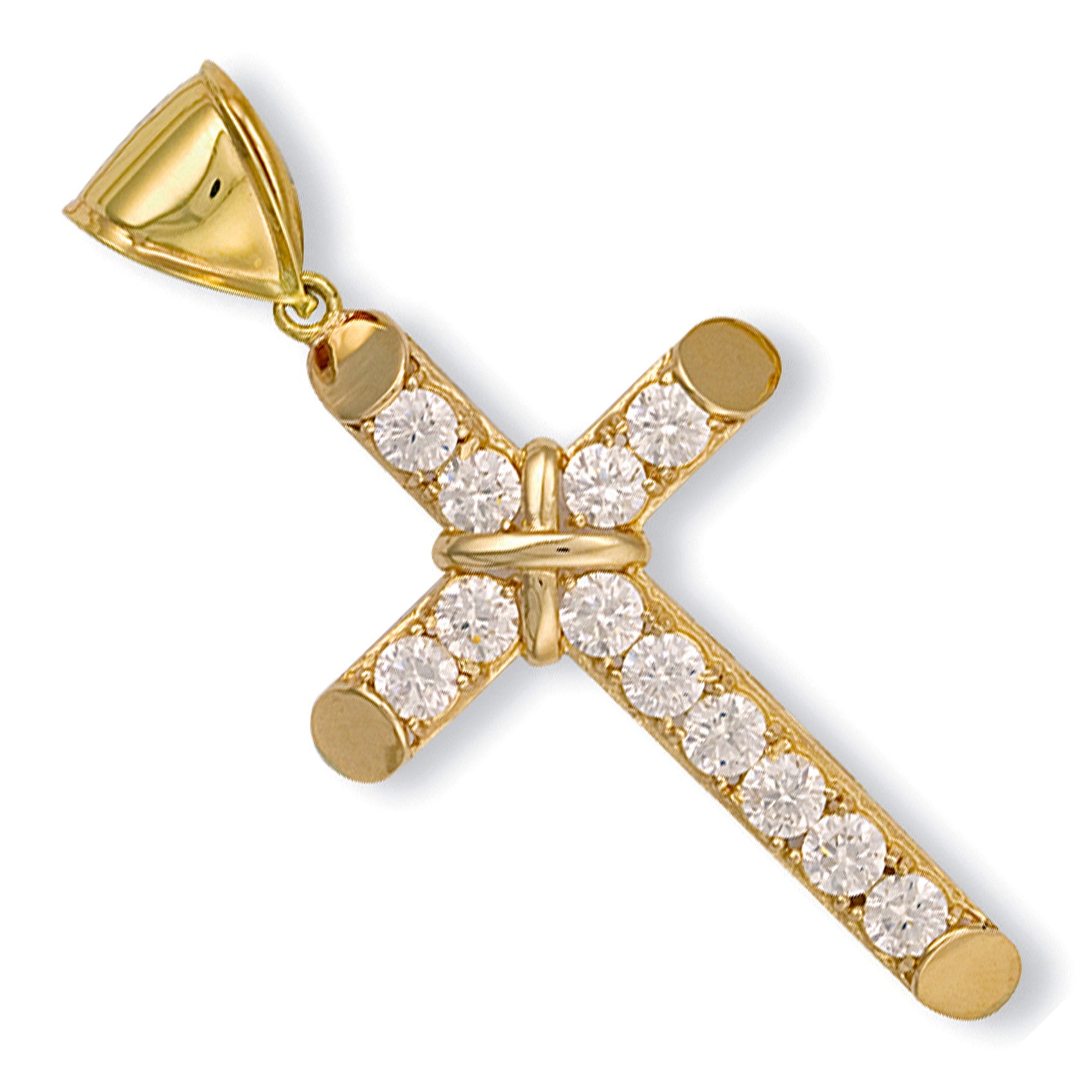 9ct Yellow Gold Large Claw Set Cubic Zirconia Cross