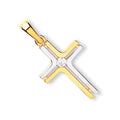 9ct Yellow & White Gold Fancy Cubic Zirconia Cross