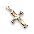 9ct White & Yellow Gold Ribbed Cross