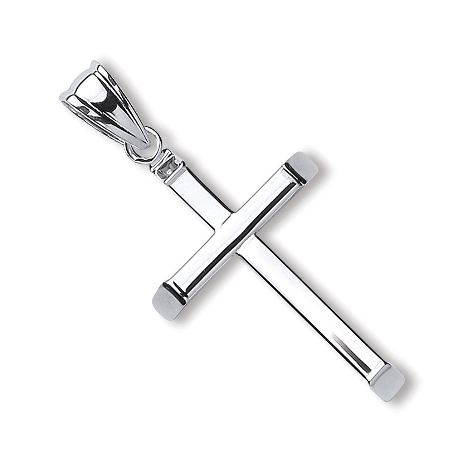 9ct White Gold Plain Hollow Cross