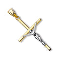 9ct White & Yellow Gold Hollow Crucifix