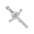 9ct White Gold Cubic Zirconia Baguettes & Round Crucifix