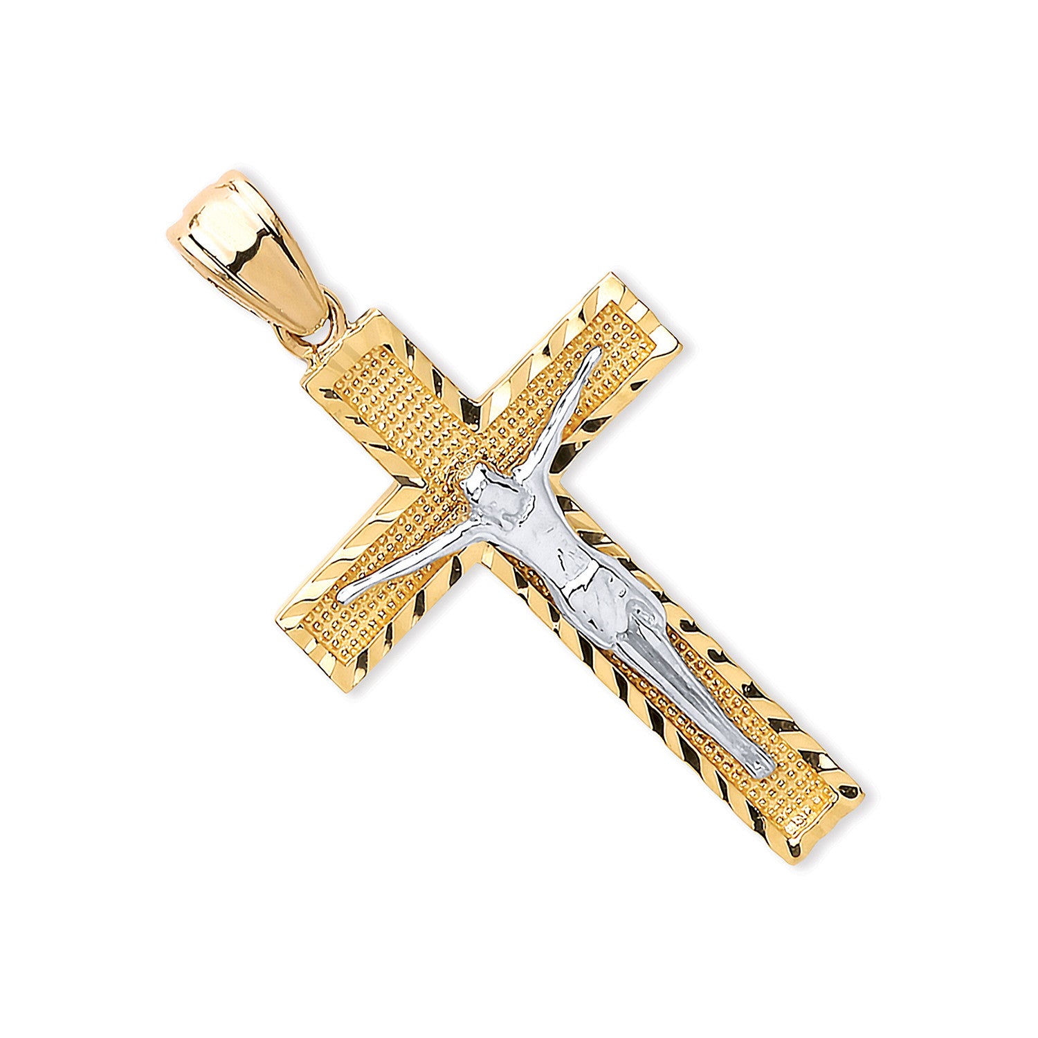 9ct Yellow & White Gold Crucifix