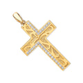 9ct Yellow Gold Cubic Zirconia Cross with Design