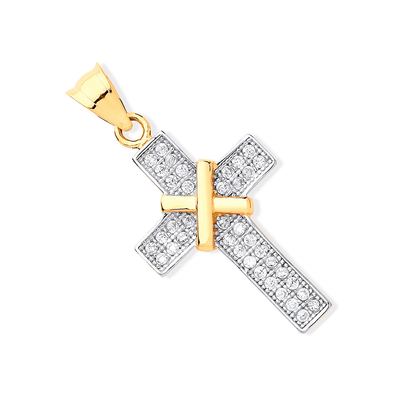 9ct Yellow Gold with Cubic Zirconias Cross