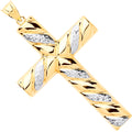9ct Yellow & White Gold Large Hollow Tube Ribbed Cross