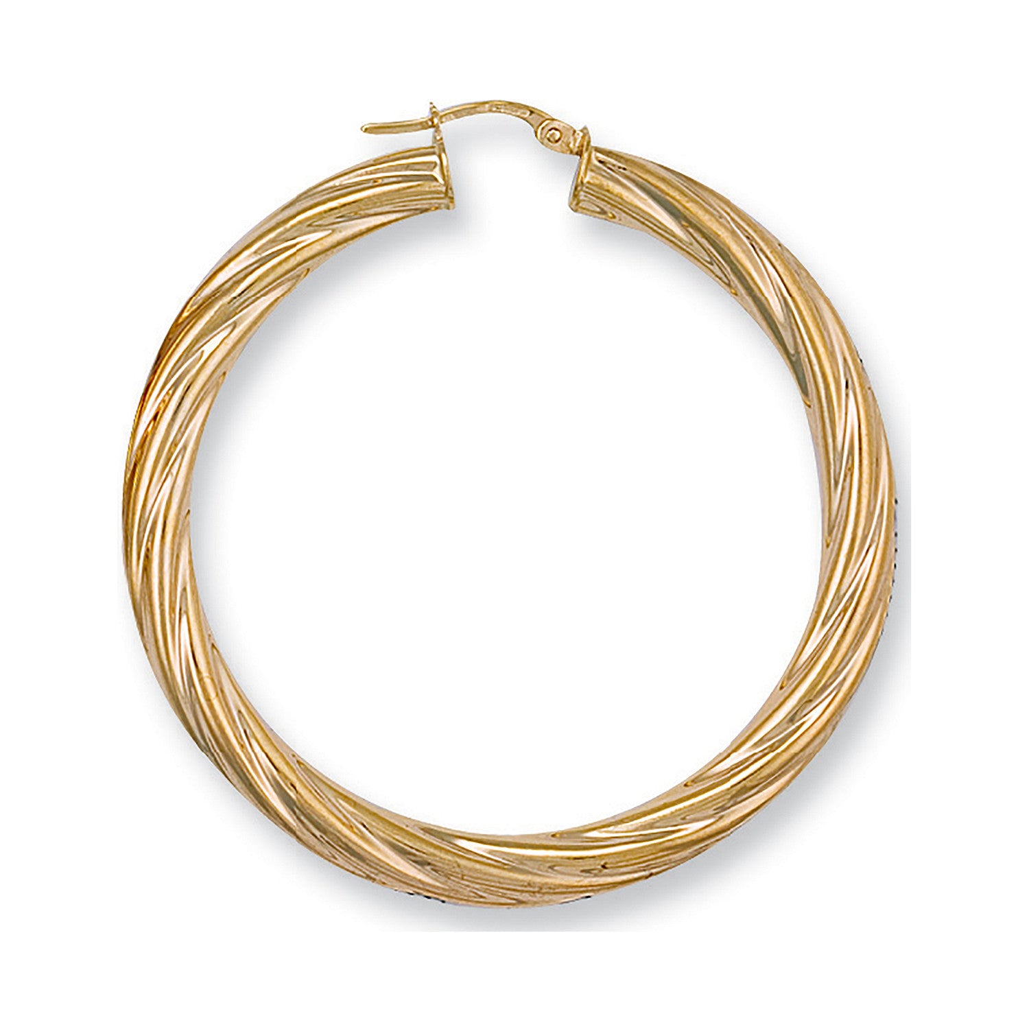 9ct Yellow Gold 49mm Twisted Hoop Earrings