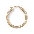 9ct Yellow Gold 26mm Round Tube Hoop Earrings